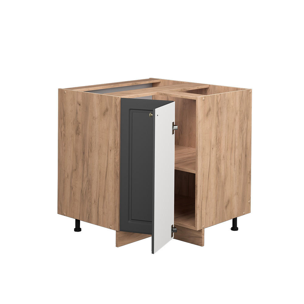ECKUNTERSCHRANK Fame-Line Anthrazit-Gold 80.5 cm ohne AP - Anthrazit/Eiche Wotan, Holzwerkstoff (80.5/82/51.6cm) - Vicco