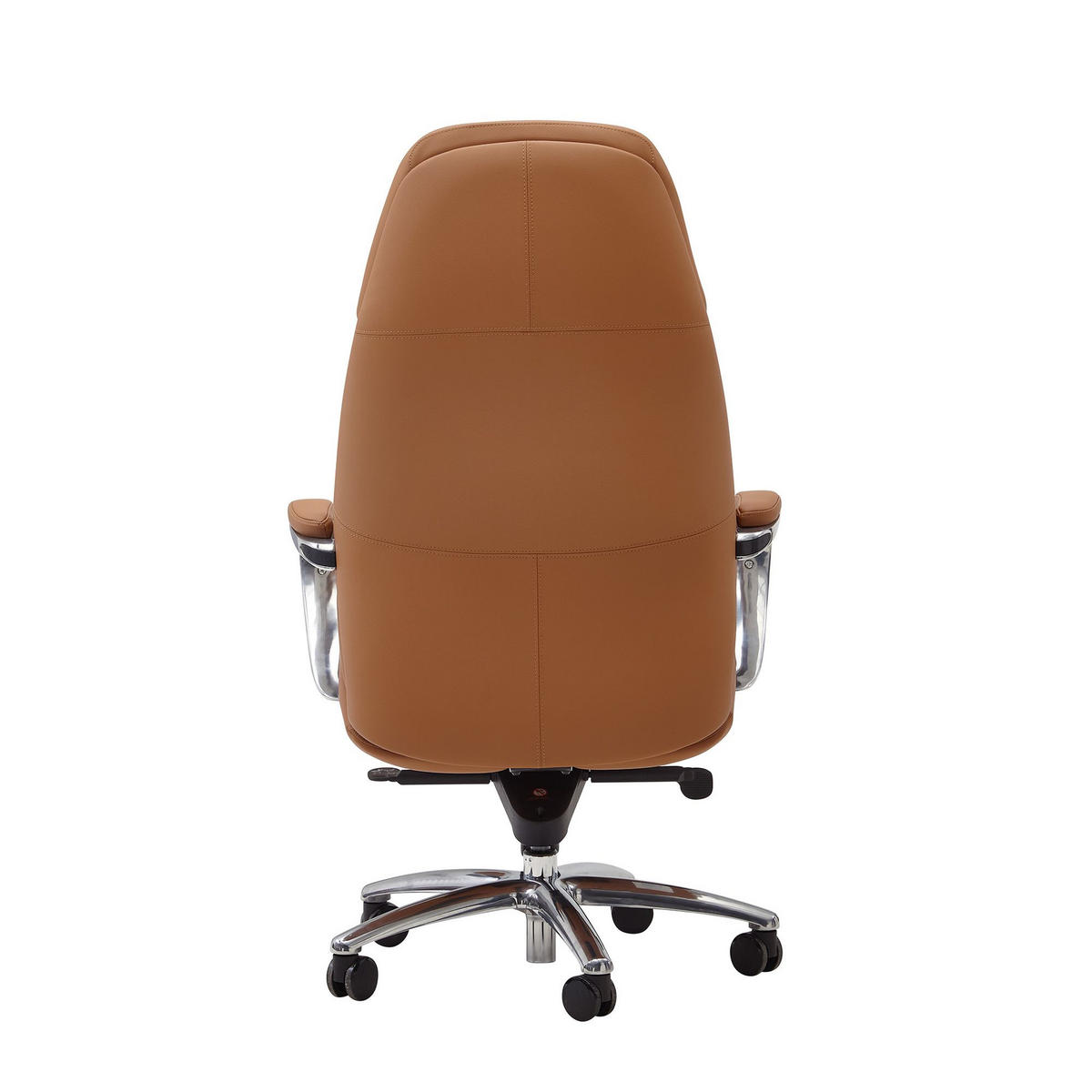 CHEFSESSEL Leder mit Multiblockwippmechanik bis 120 kg MIRON, Beige 67x67x137 cm - Beige/Silberfarben, Leder/Metall (67/137/67cm) - KADIMA DESIGN