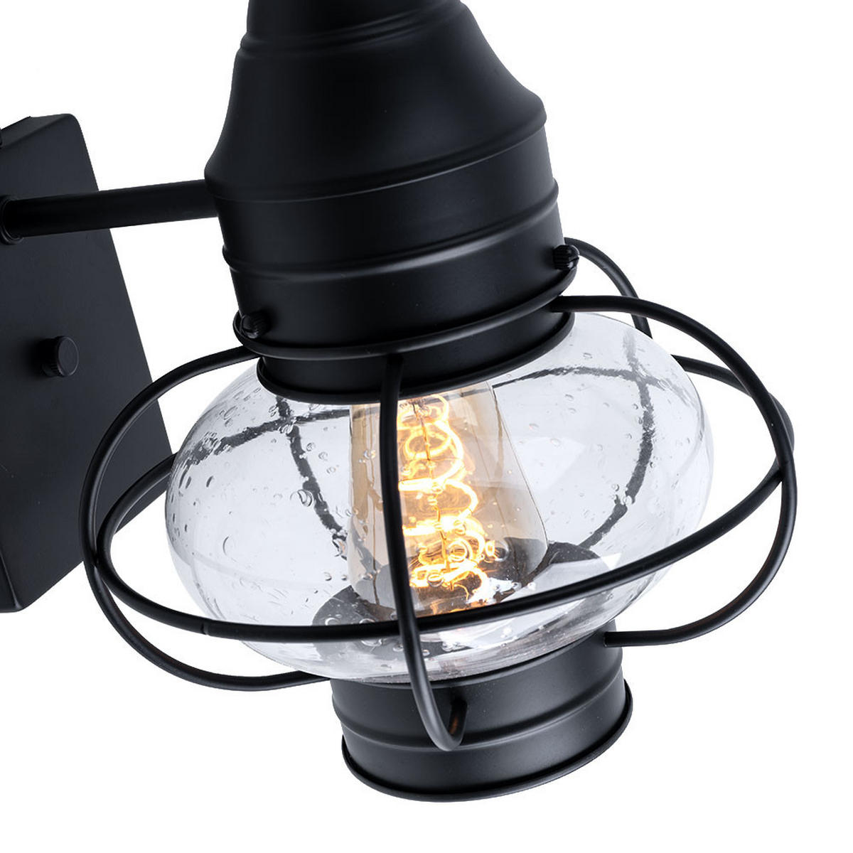 GARTENLEUCHTE Stahl Schwarz Glasschirm - Schwarz, Glas (27.3/22.9/44.8cm)