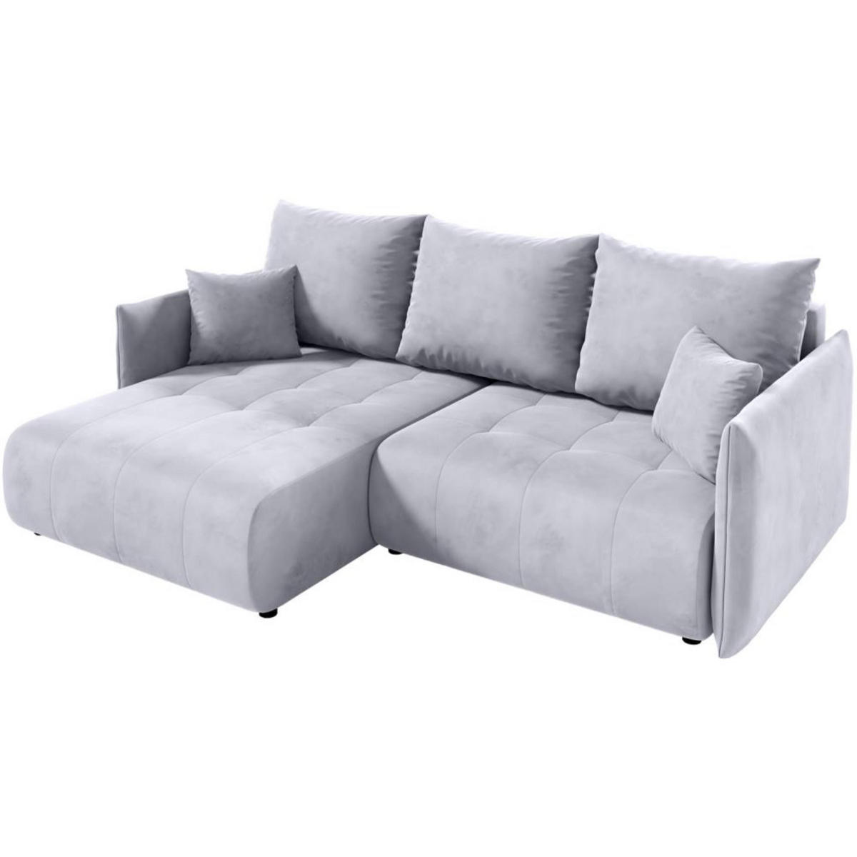 ECKSCHLAFSOFA Henry Mini hellgrau links - Hellgrau/Schwarz, Kunststoff/Textil (221/153cm) - Beautysofa