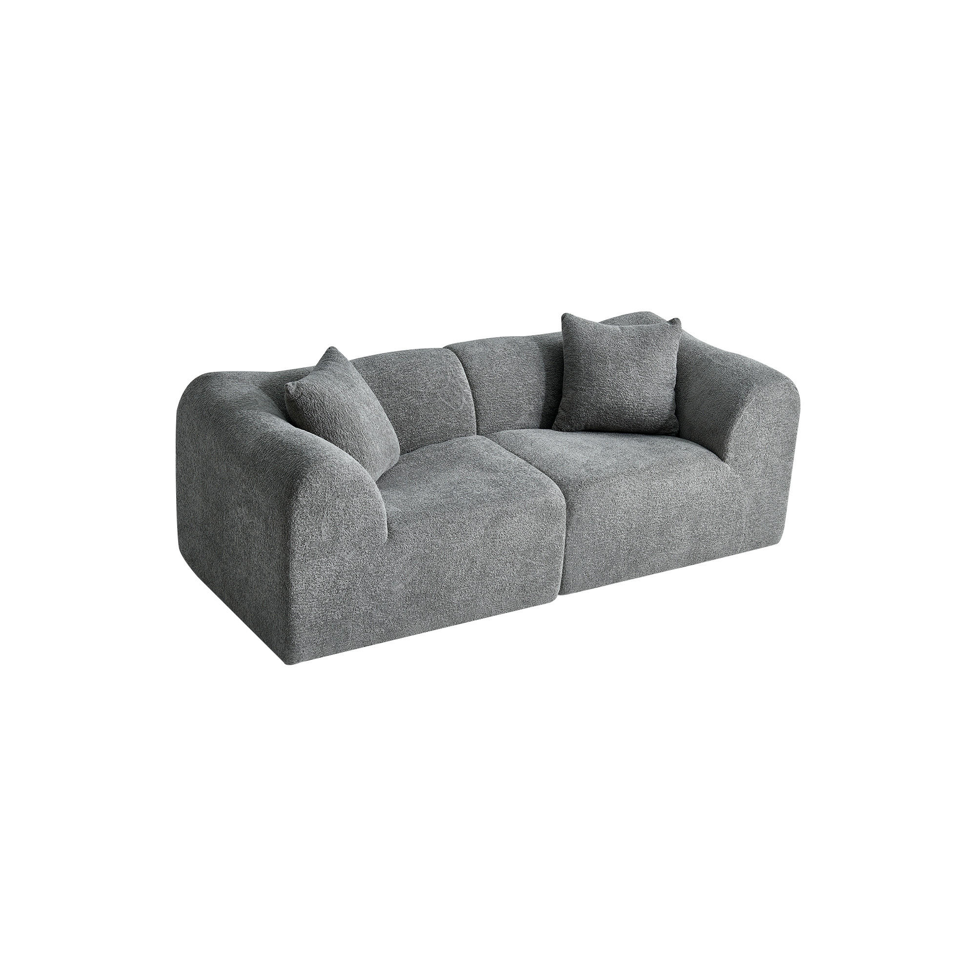 2-SITZER-SOFA DE-35261 mit 2 Kissen Grau - Grau, Textil (87/67/194cm) - ComfortXL