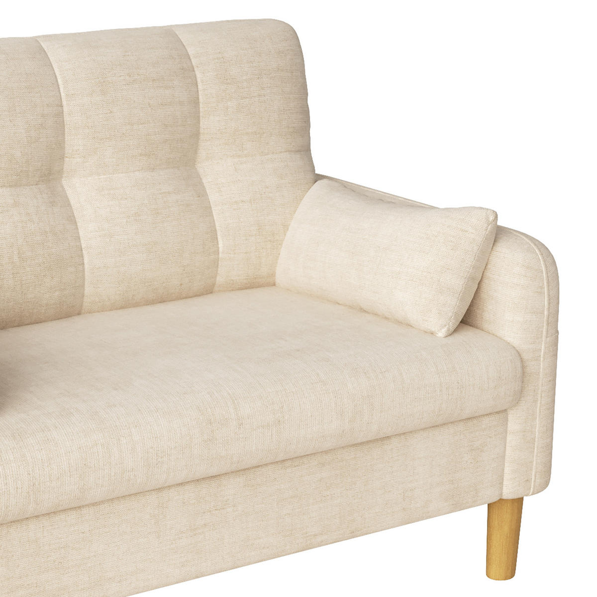 2-SITZER-SOFA DE-33242 mit weichen Polstern und Seitentasche Beige - Beige, Holzwerkstoff (119/85/78cm) - ComfortXL