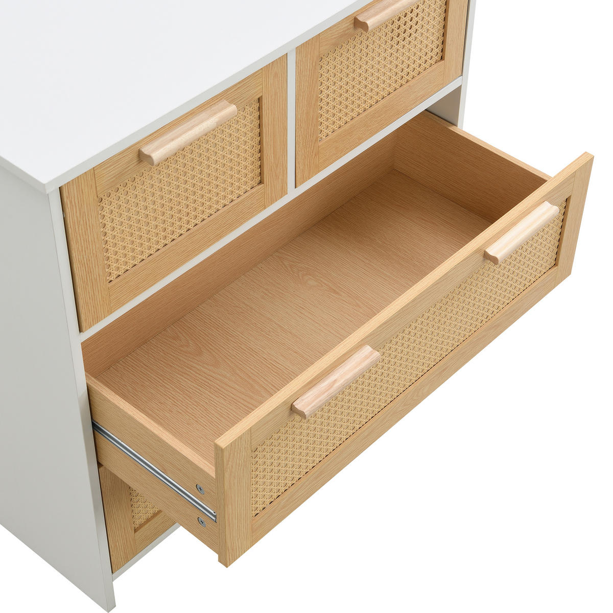KOMMODE in Naturfarben und Weiß mit 4 Schubladen für Wohnzimmer, Esszimmer und Flur, B80/H80/T38 cm - Naturfarben/Weiß, Holzwerkstoff (80/38/38cm) - STILVORA
