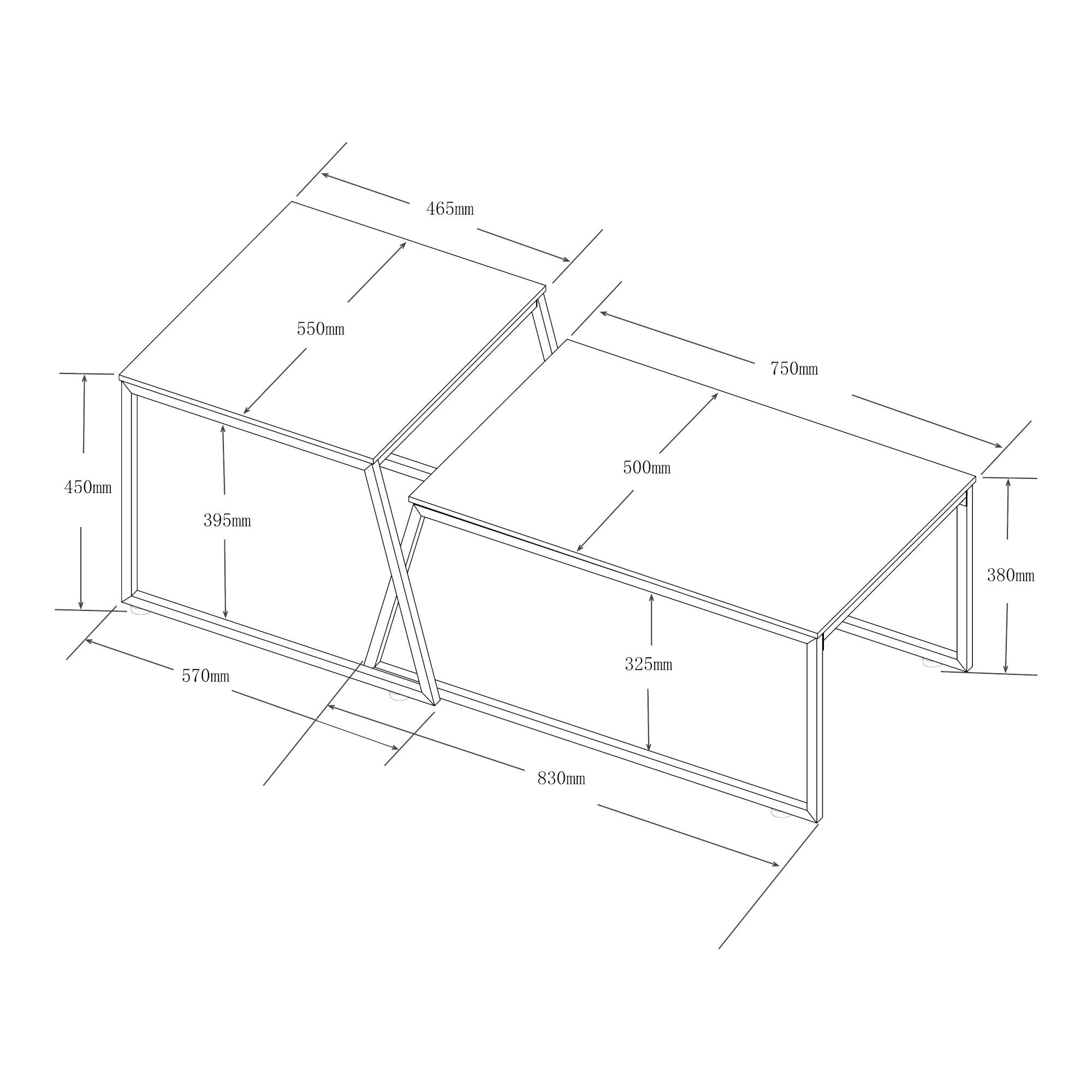 SATZTISCH-SET 2 TLG. Hyllestad - Schwarz/Grau, Holzwerkstoff/Metall (83/50/38cm) - [en.casa]