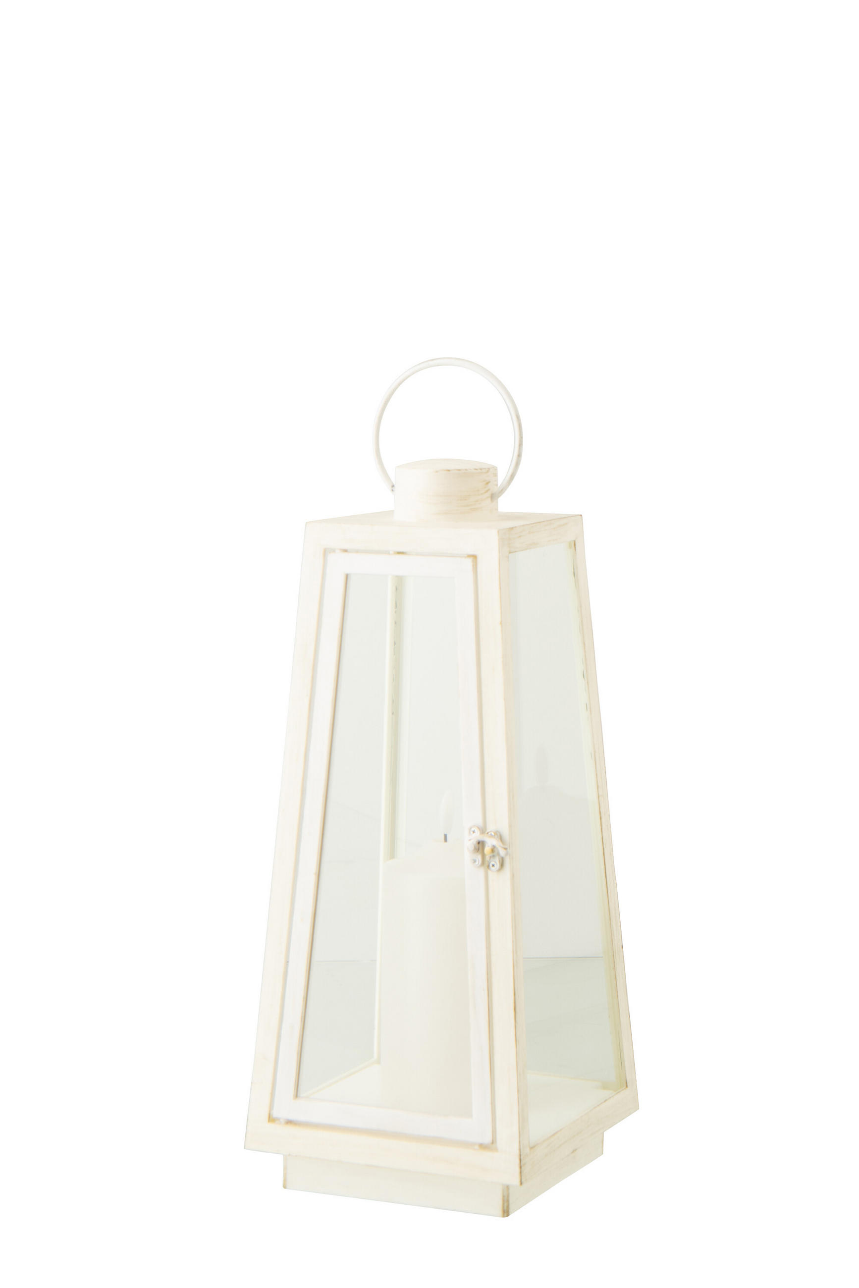 LATERNE + CANDLE LED Weiß - Weiß, Glas (17/40.5/17cm) - J-Line