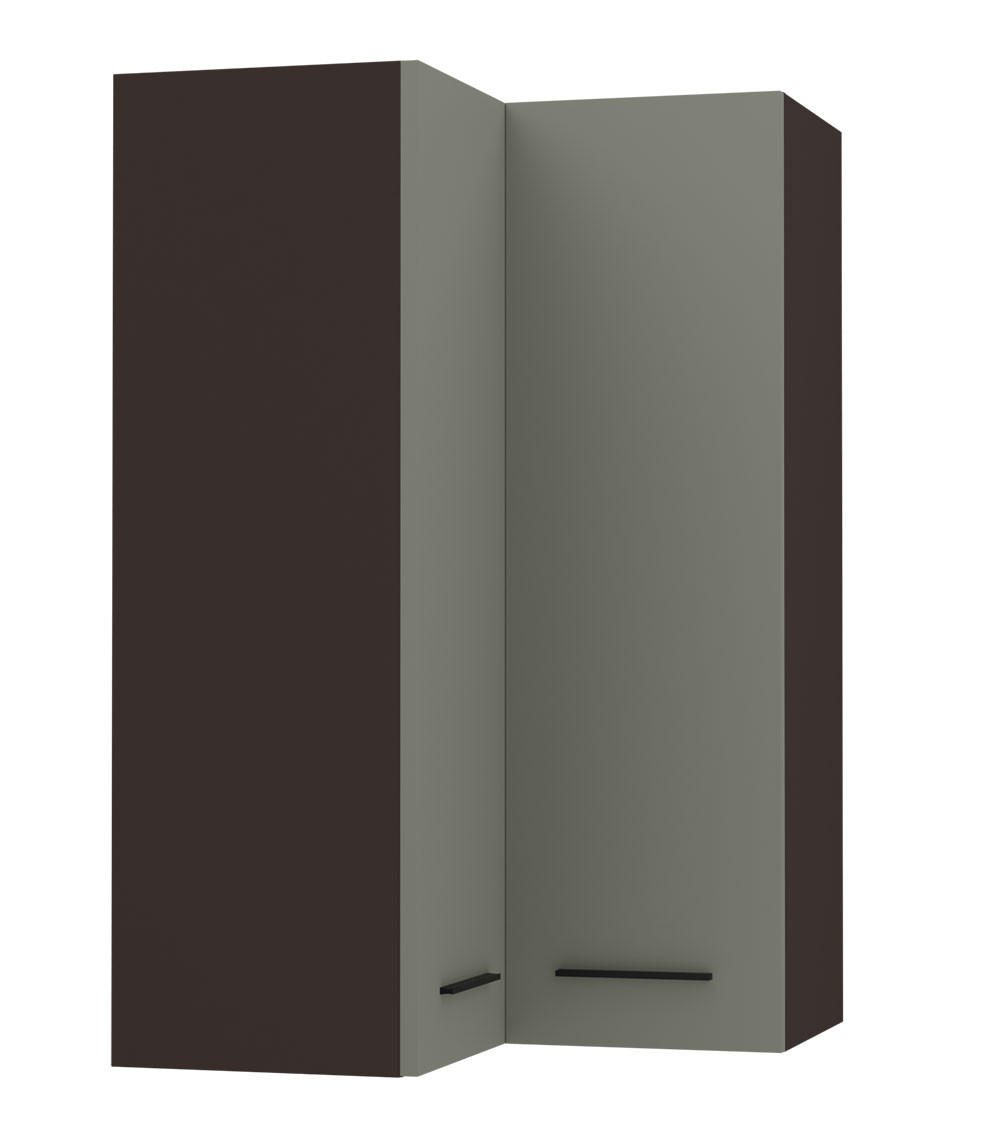 ECKHÄNGESCHRANK Bonn W14/60 lava / reed green matt 60 / 60 / 96cm - Dunkelgrau/Grün, Holz/Holzwerkstoff (60/96/60cm) - Feldmann-Wohnen