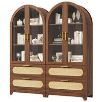 VITRINE in Nussbaum Bücherregal mit 2 Schubladen und verstellbaren Böden, H175/B80/T40cm - Transparent/Naturfarben, Glas/Holzwerkstoff (80/175/40cm) - STILVORA