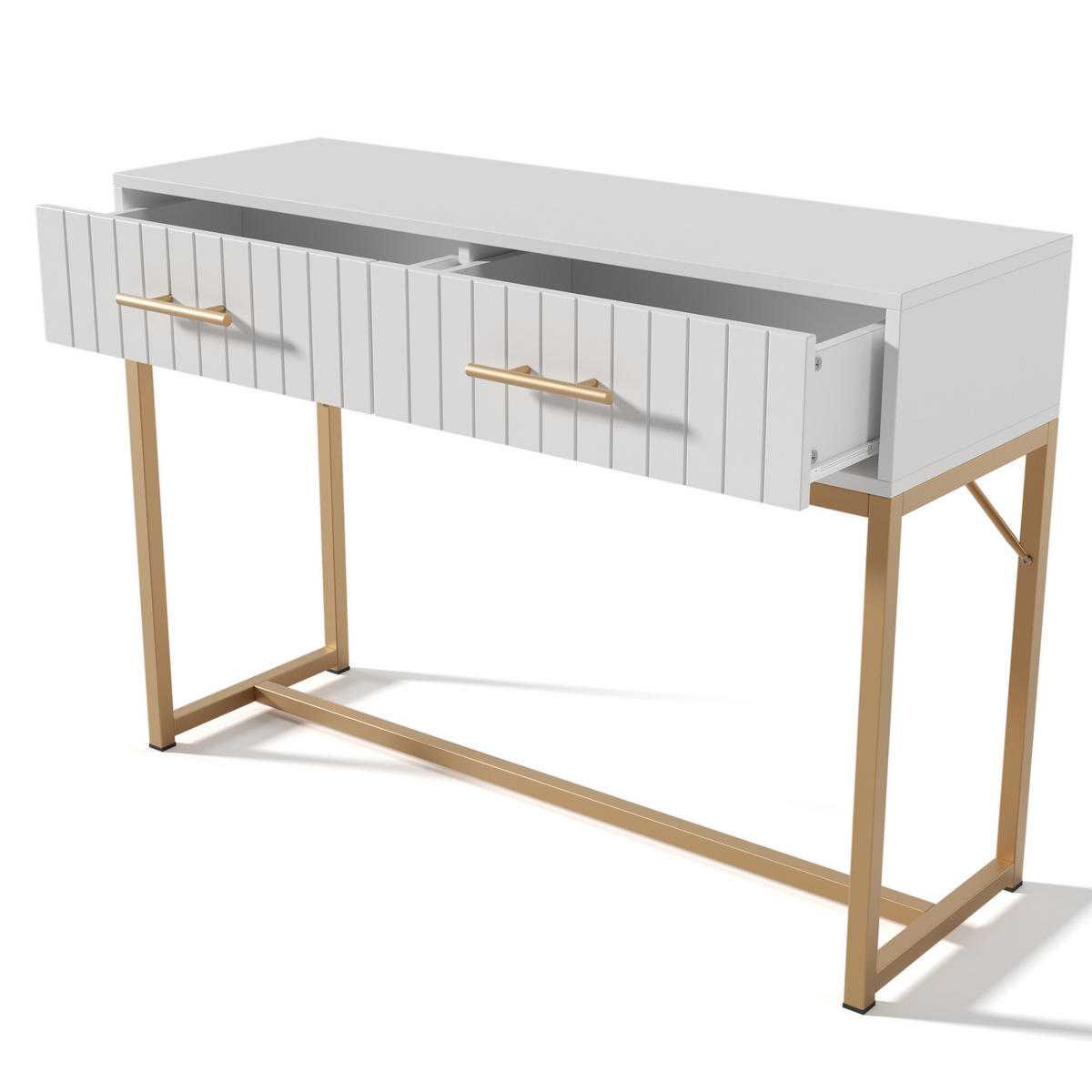 KONSOLENTISCH 100/45/75 cm Weiß aus Spanplatte mit 2 Schubladen - Weiß, Holzwerkstoff (75/100/45cm) - OKWISH