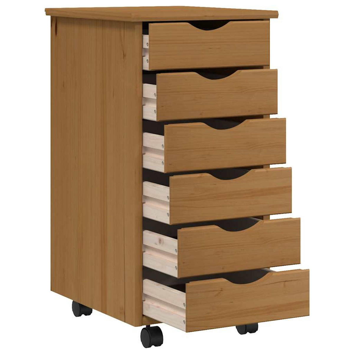 ROLLSCHRANK MIT SCHUBLADEN MOSS HONIGBRAUN MASSIVHOLZ KIEFER - Braun, Holz (39/65.5/34cm) - vidaXL