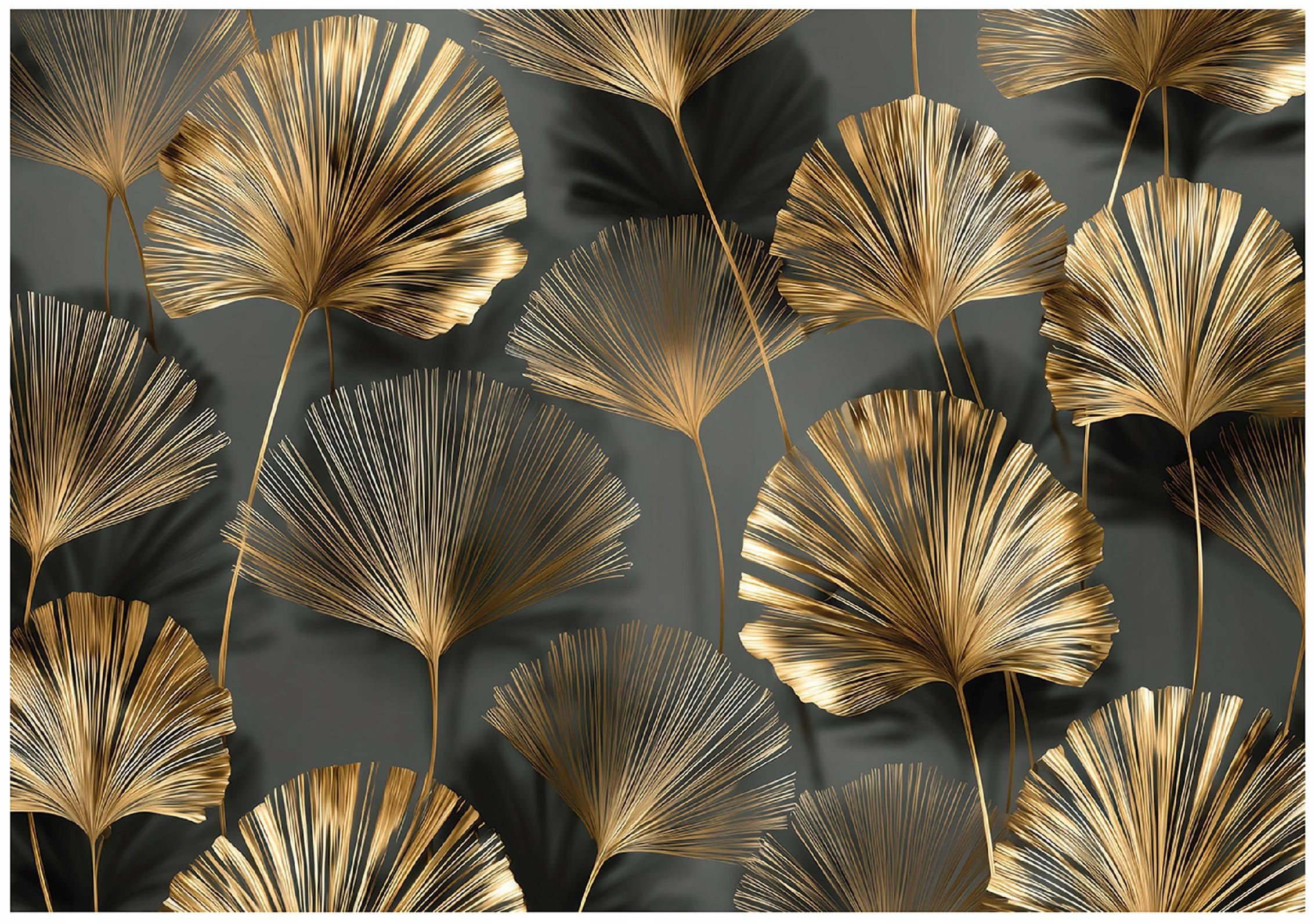 FOTOTAPETE Blätter Abstrakt Golden 200x140 cm - Multicolor, Papier (200/140cm) - Wallarena