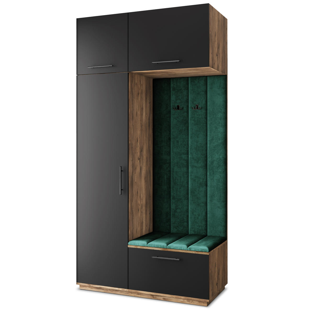 GARDEROBENSCHRANK REMA 120/240/60 cm Modern Garderobe-Set Eiche Lefkas - Eichefarben/Schwarz, Holzwerkstoff (120/240/60cm) - MASSENO