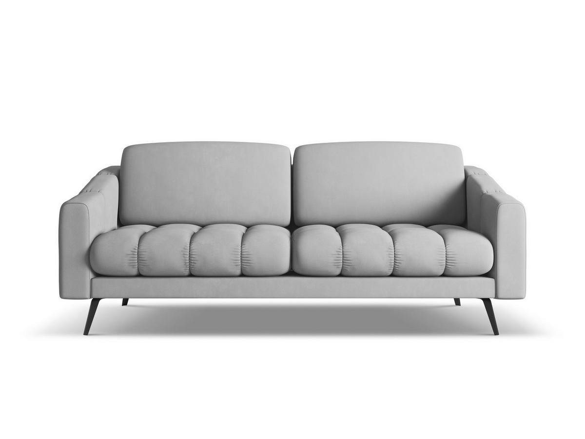 3-SITZER SOFA Chenille Stoff Grau - Hellgrau/Schwarz, Textil/Metall (202/80/95cm) - Makamii