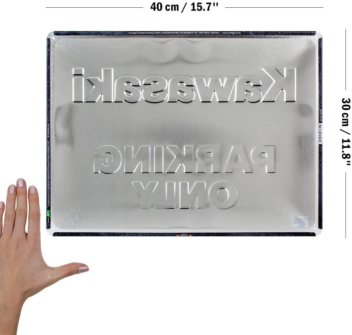 BLECHSCHILD 30/40 cm Kawasaki Parking Only Green - Multicolor, Metall (40/30/0.2cm) - Nostalgic-Art