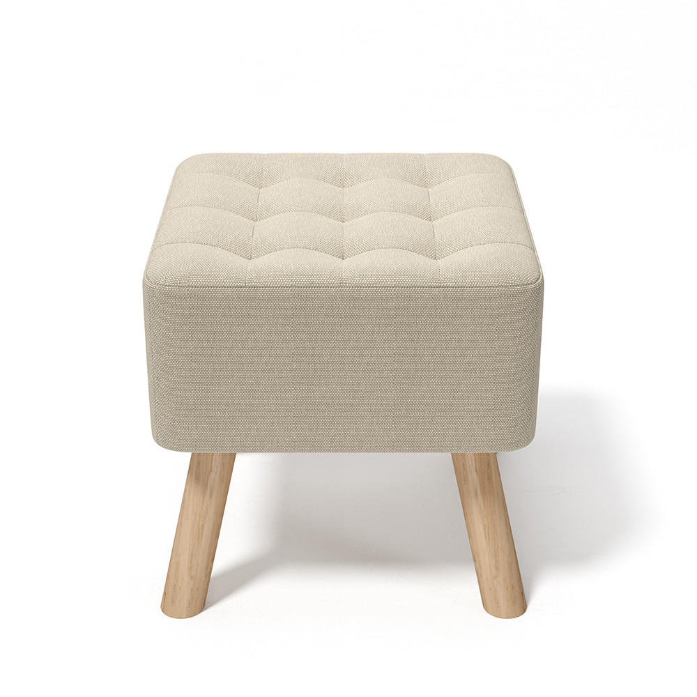 POLSTERHOCKER 39.5/39.5/40 cm Quadratisch Eichenholzbeine Leinen Beige - Beige/Naturfarben, Eichenholz/Holz (39.5/40/39.5cm) - Livingandhome