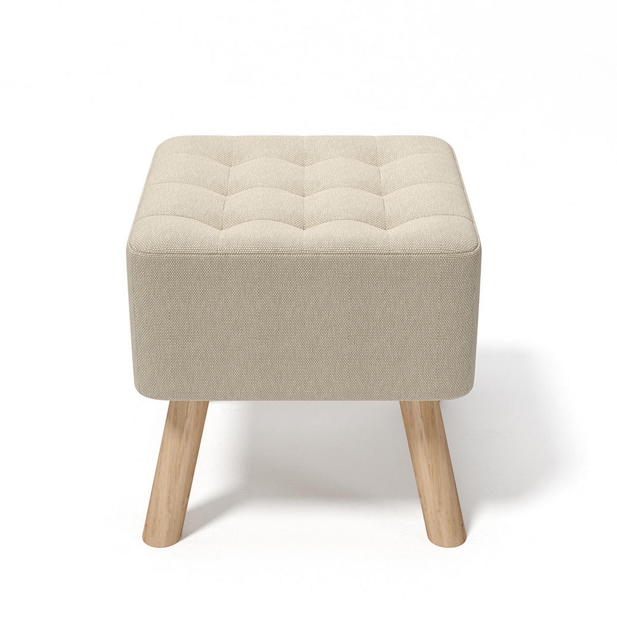 POLSTERHOCKER 39.5/39.5/40 cm Quadratisch Eichenholzbeine Leinen Beige - Beige/Naturfarben, Eichenholz/Holz (39.5/40/39.5cm) - Livingandhome