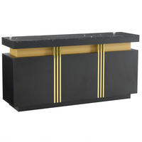 SIDEBOARD 140/38/70 cm Schwarz aus Spanplatte mit Marmorstruktur - Schwarz, Holzwerkstoff (38/70/140cm) - OKMYHOME