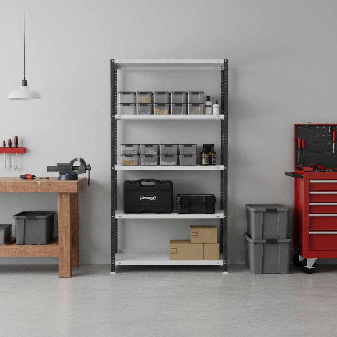 SCHRAUBREGAL PANDA | HxBxT 180x90x40cm | 5 Fachböden | Fachlast 100kg | Anthrazit-Weiß - Anthrazit, Metall (90/180/40cm) - PROREGAL