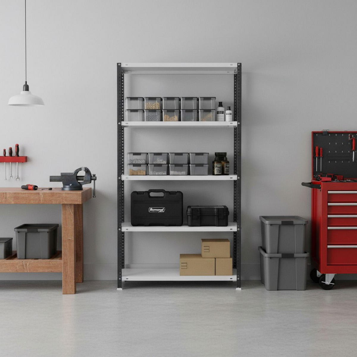 SCHRAUBREGAL PANDA | HxBxT 180x90x40cm | 5 Fachböden | Fachlast 100kg | Anthrazit-Weiß - Anthrazit, Metall (90/180/40cm) - PROREGAL