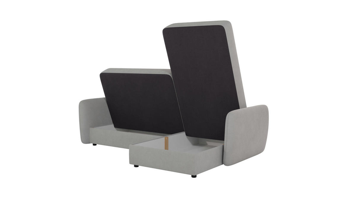 ECKSOFA Lupo Silber Mikrofaser - Silberfarben/Schwarz, Holz/Kunststoff (232/147cm) - S-Style Möbel
