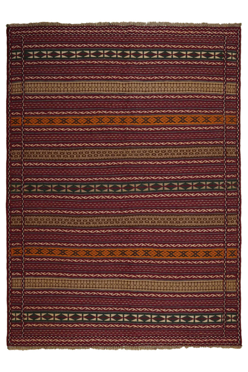 HANDWEBTEPPICH Kelim Kordi Violett 203/147 cm Schurwolle - Violett, Textil (147/203cm) - Looma
