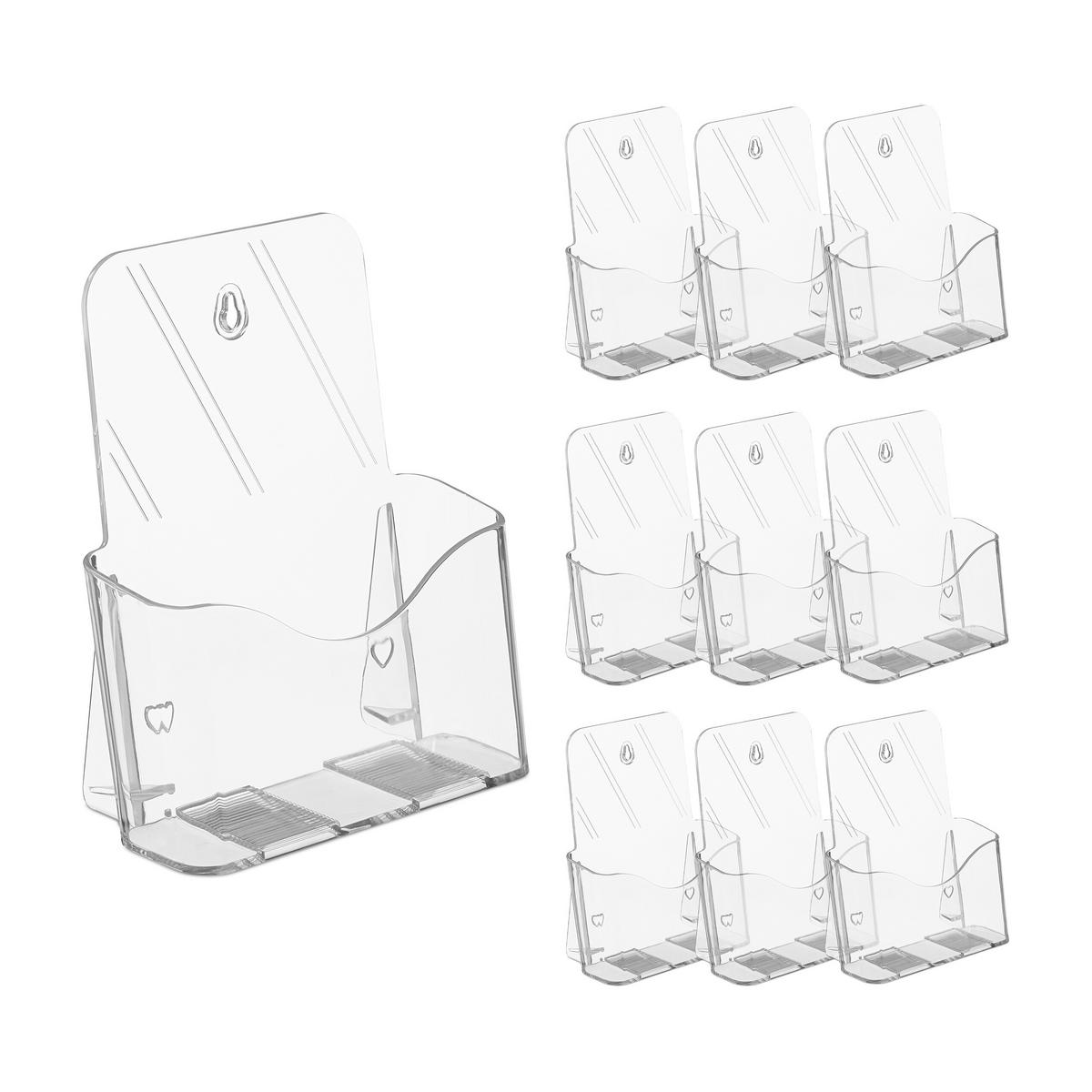 10XPROSPEKTSTÄNDER - Transparent, Kunststoff (17.5/20/8.5cm) - Relaxdays