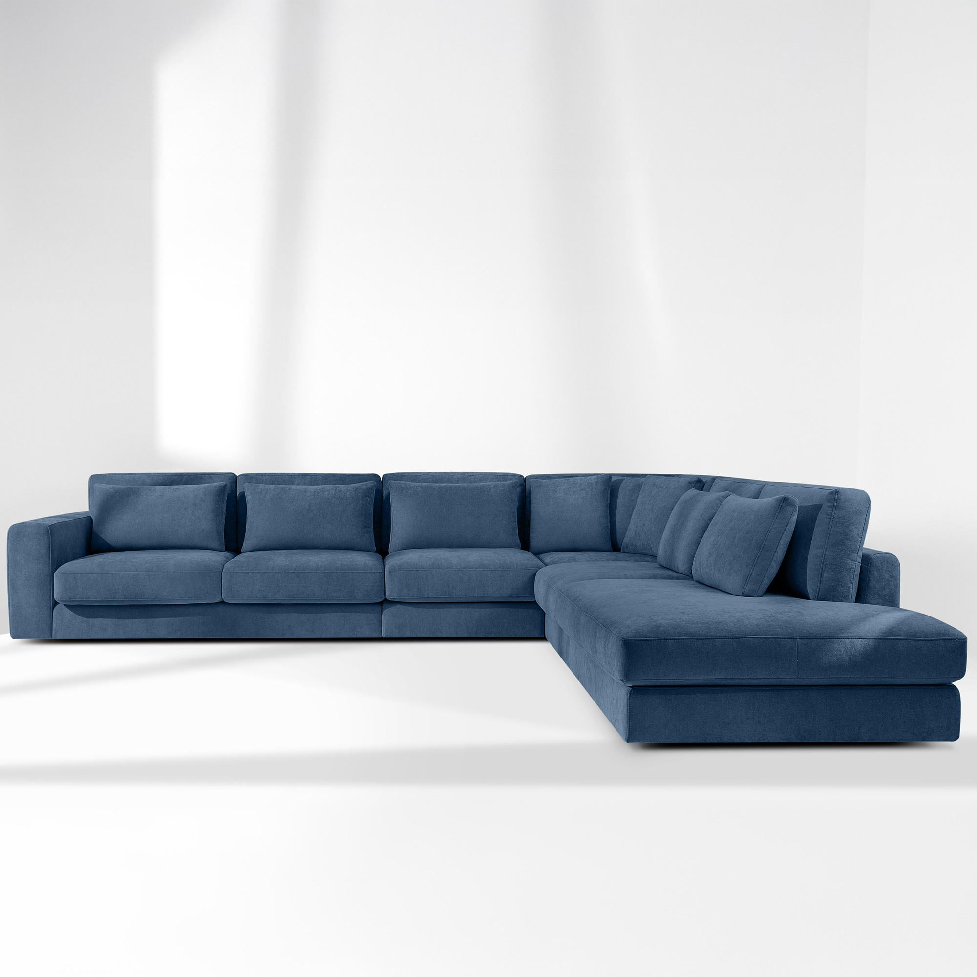 ECKSOFA XL rechts VERUS - Dunkelblau, Holz/Holzwerkstoff (377/328cm) - KONSIMO®