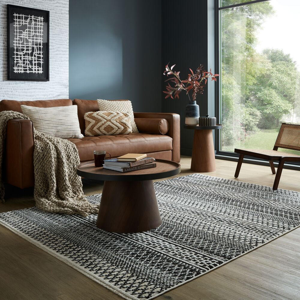 TEPPICH Streifen-Design, strapazierfähig PERRAN, Schwarz-Weiß 80x140 cm - Schwarz, Textil (80/140cm) - KADIMA DESIGN