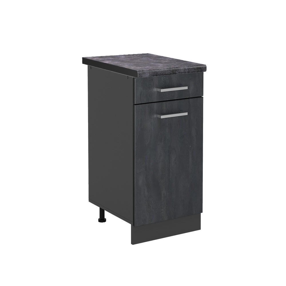 KÜCHENUNTERSCHRANK R-Line Schwarz Beton 40 cm AP Anthrazit - Anthrazit/Schwarz, Holzwerkstoff (40/81.6/60cm) - Vicco