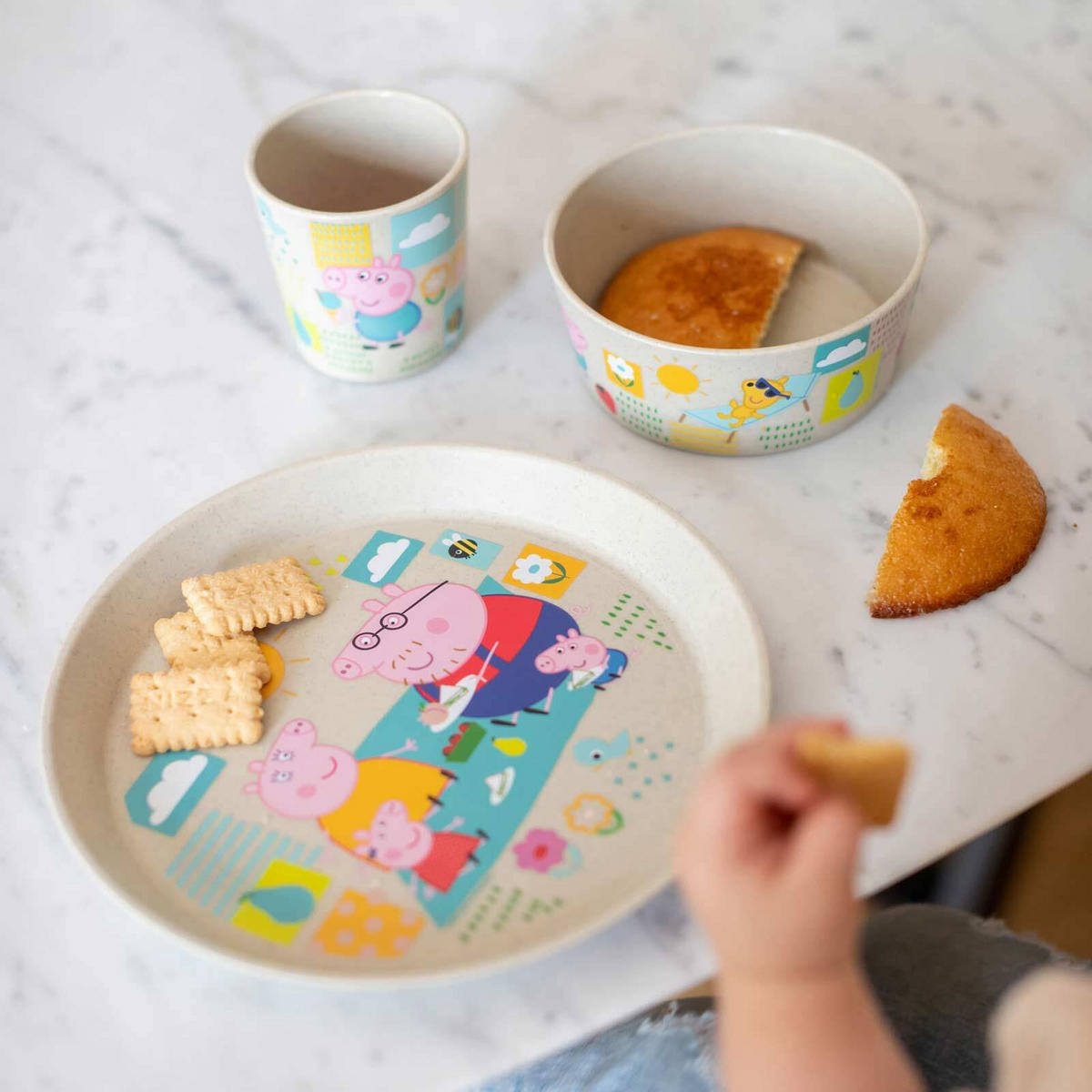 KINDERGESCHIRRSET Connect Peppa Pig organic sand 3er Set - Rot, Kunststoff (1/1/1cm) - Koziol