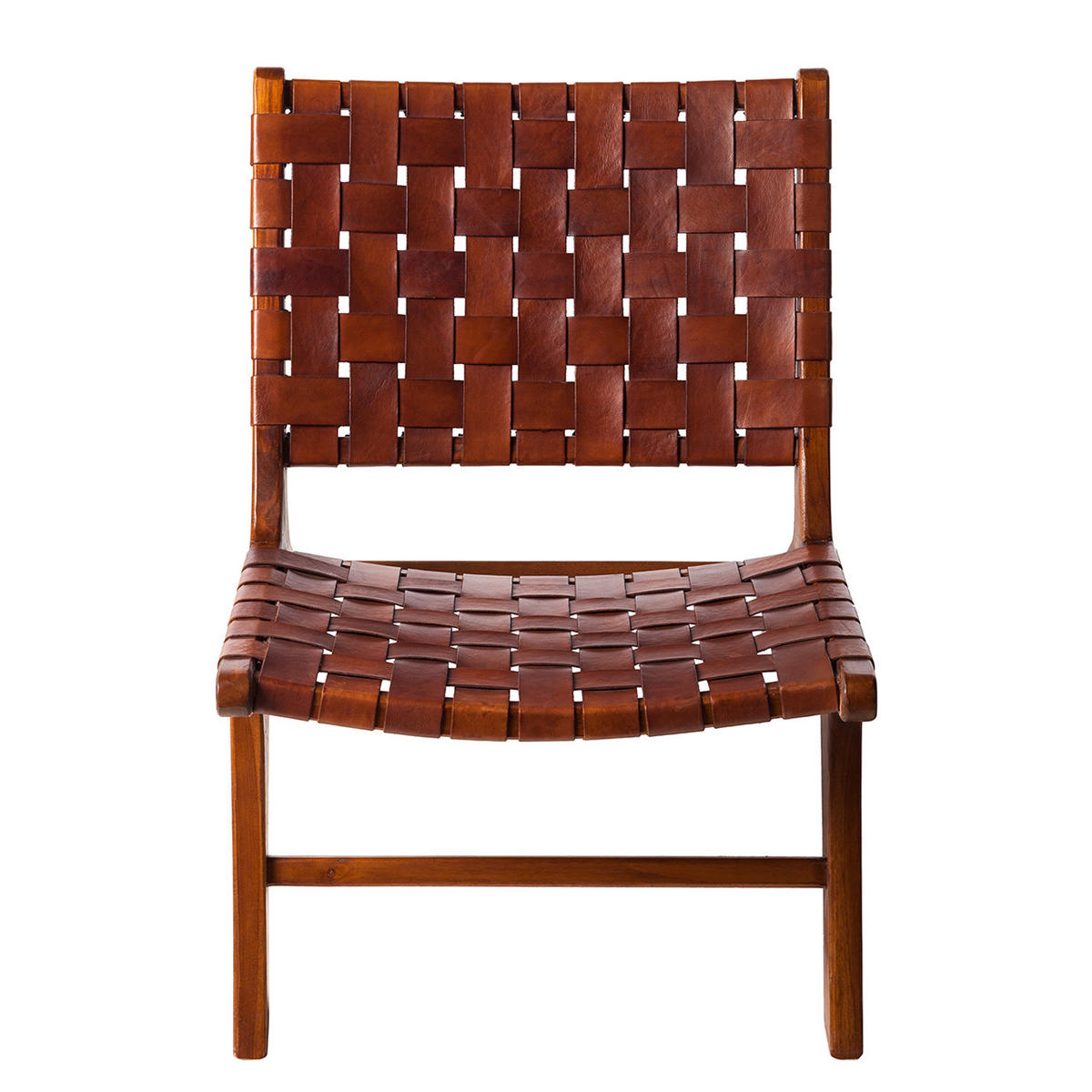 STUHL - Echtleder / Teak massiv - Teakfarben, Leder/Holz (60/68/78cm) - home24