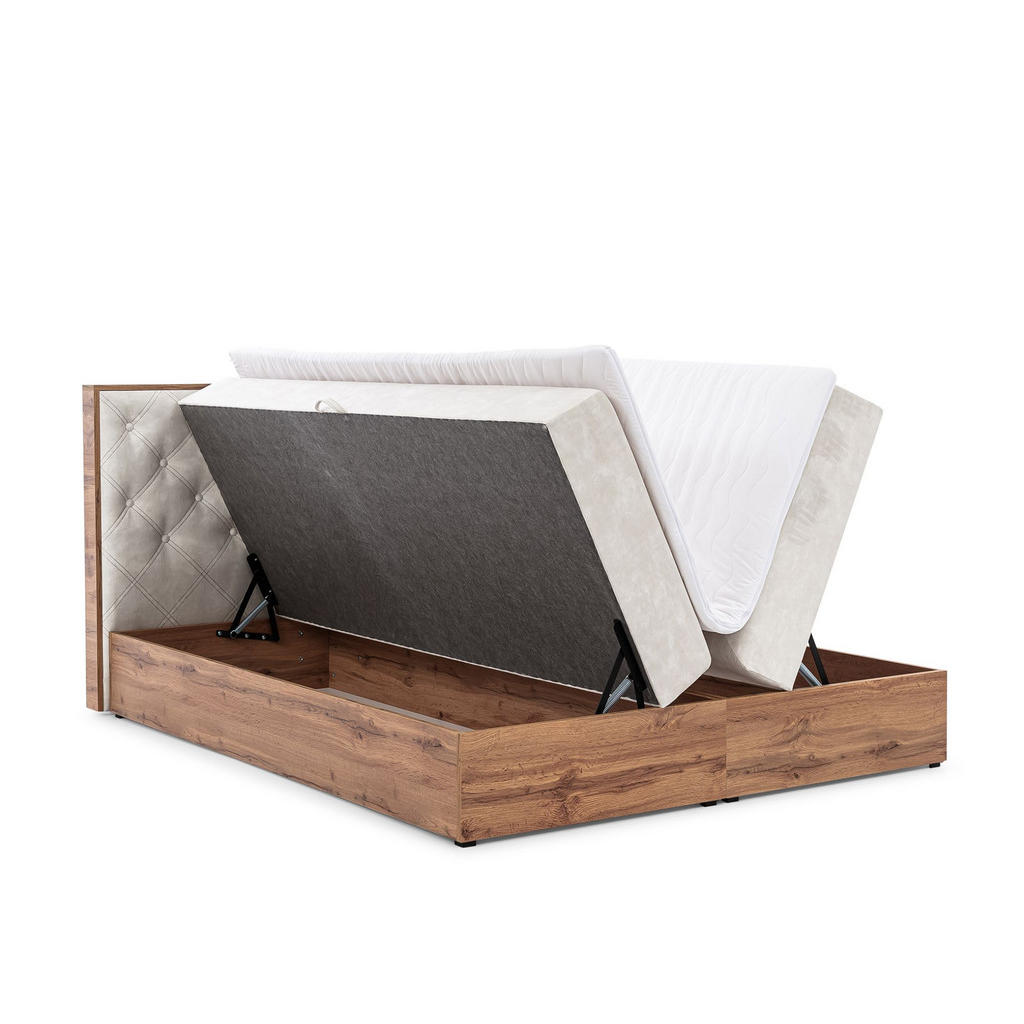 Thumbnail - Fun Möbel Boxbett, Hellgrau, Textil, 200x200 cm, Schlafzimmer, Betten, Boxspringbetten
