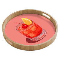 SERVÍROVACÍ PODNOS Sklenice - Kostky ledu - Citron - Třešeň 50x50 cm - růžová, dřevo (50/5/5cm) - OnlyWow