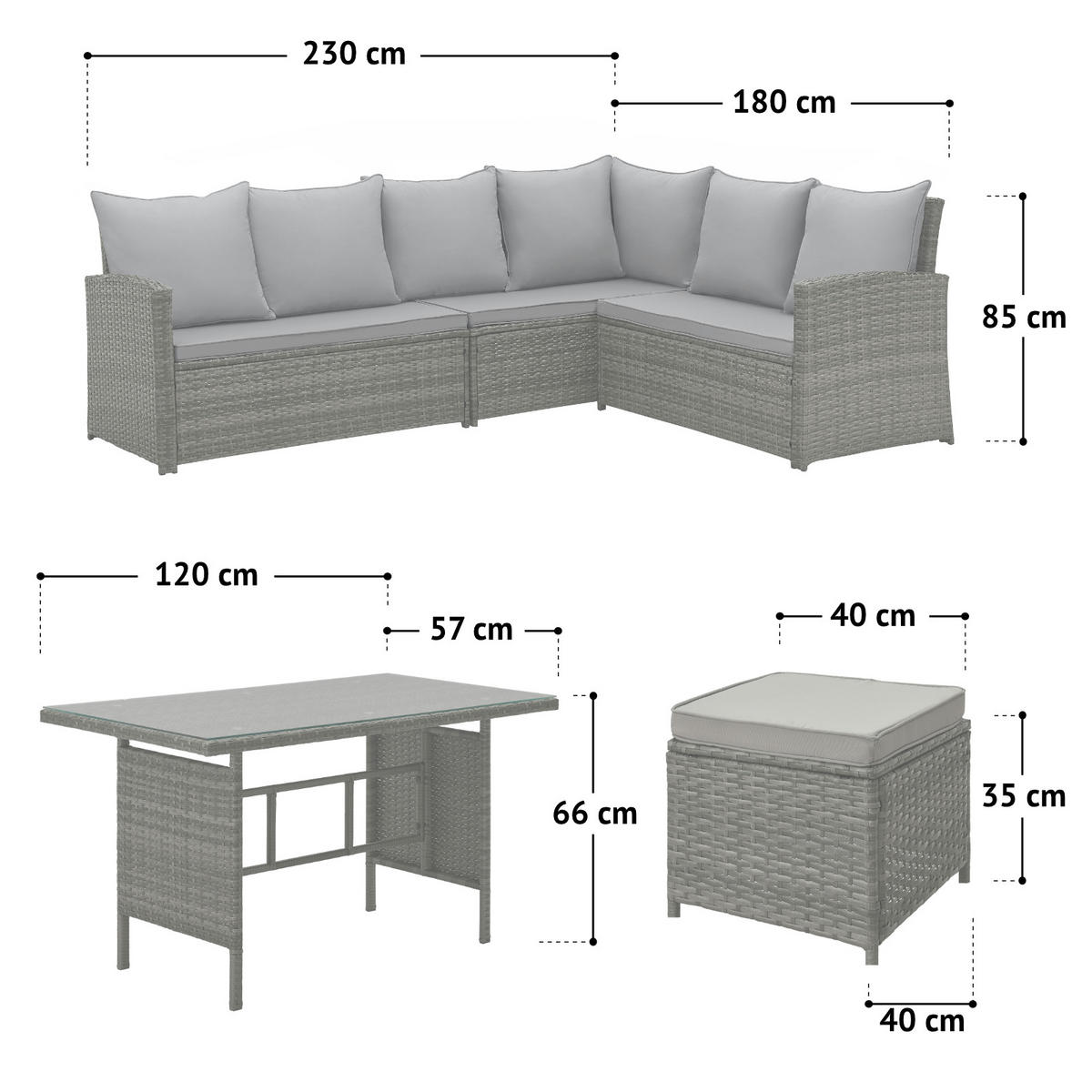 SITZGRUPPE Monroe Braun - Braun/Grau, Kunststoff - SVITA