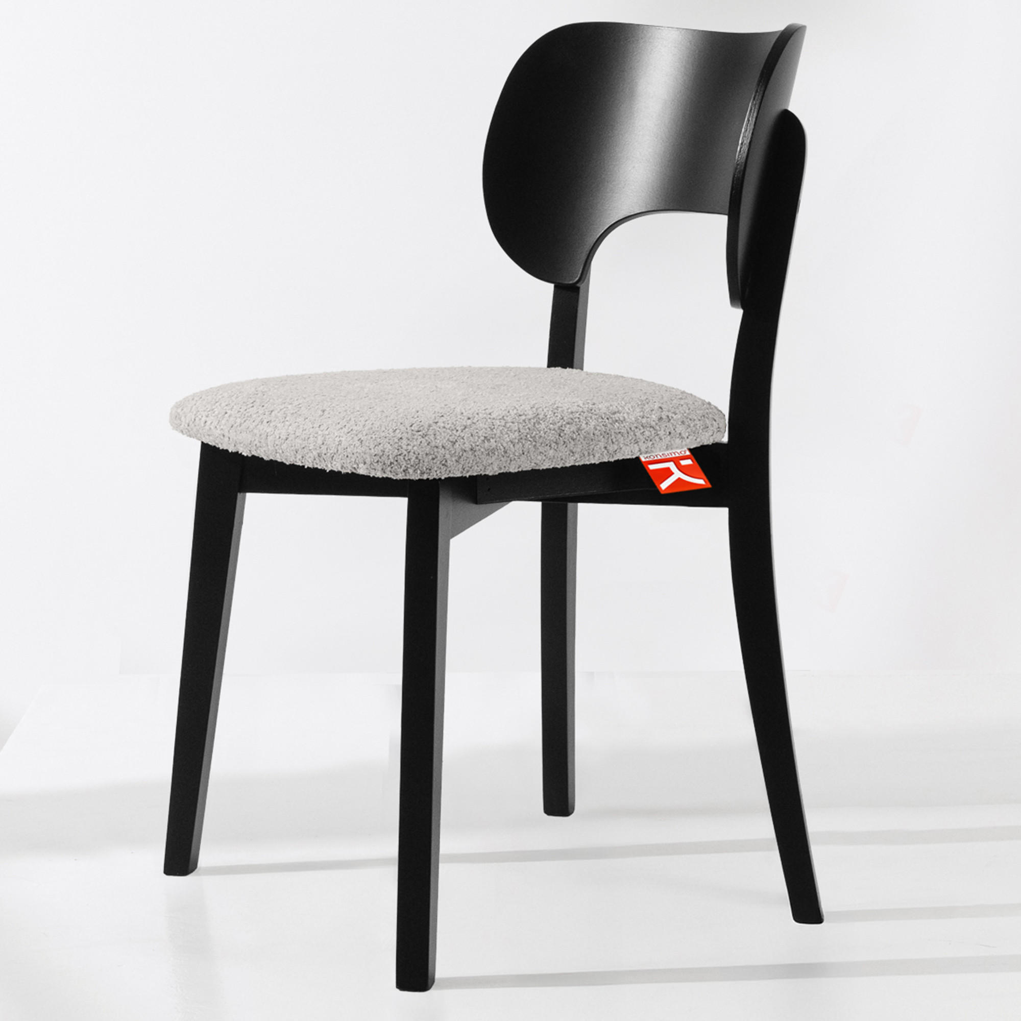 HOLZSTUHL LYCO Esstischstühl 2-er Set, Bouclé - Schwarz/Grau, Holz/Textil (47/80.5/45cm) - KONSIMO®