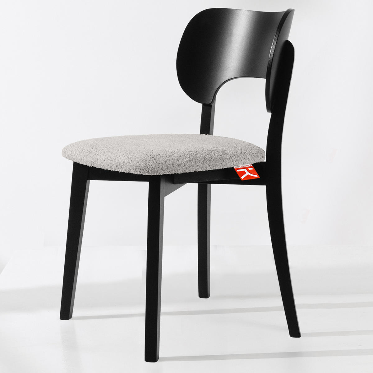 HOLZSTUHL LYCO Esstischstühl 2-er Set, Bouclé - Schwarz/Grau, Holz/Textil (47/80.5/45cm) - KONSIMO®