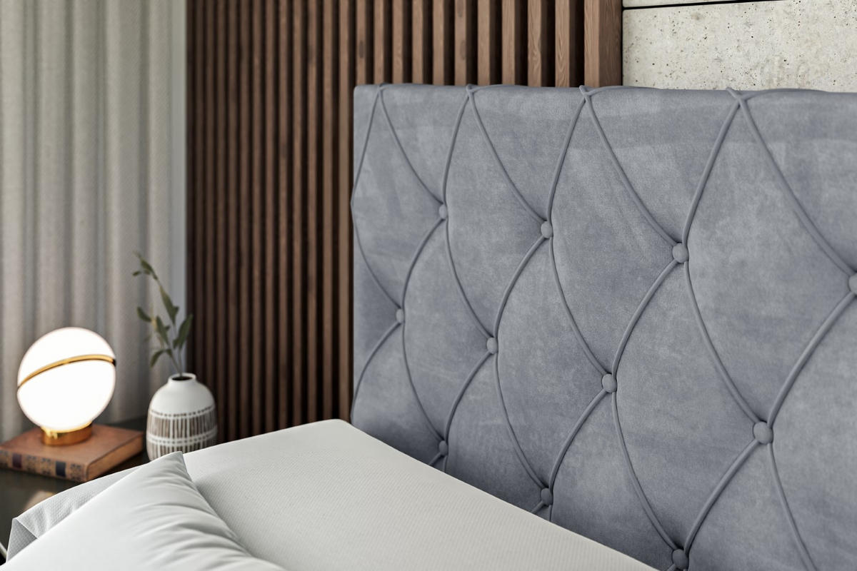 BOXSPRINGBETT AMAY-Z KING - 140x200 - H3/H4 - Grau - Grau, Holzwerkstoff (140/200cm) - ALTDECOR