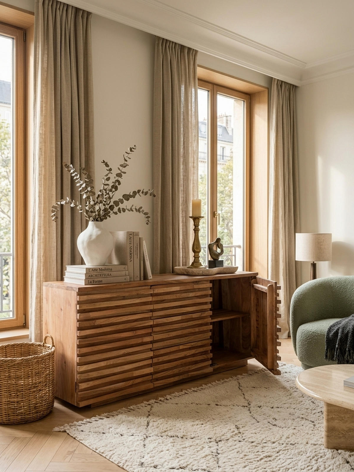 SIDEBOARD – Akazie Massivholz, 160x75x43 cm, mit Baumkante, Landhausstil - Braun, Akazienholz/Holz (160/75/43cm) - KADIMA DESIGN