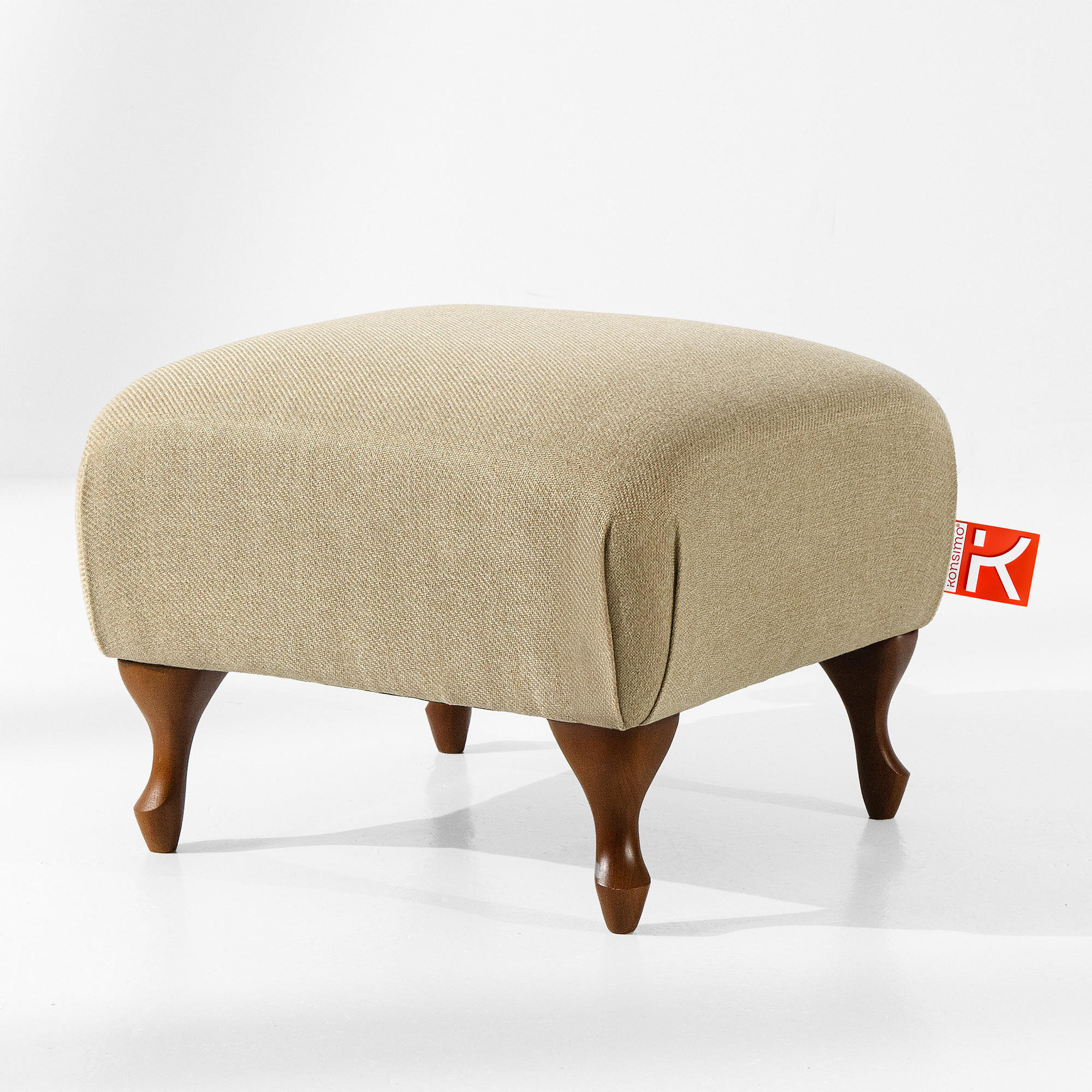 FUẞSTÜTZE TOMIS, Beige - Beige/Braun, Eichenholz/Holz (50/40/50cm) - KONSIMO®