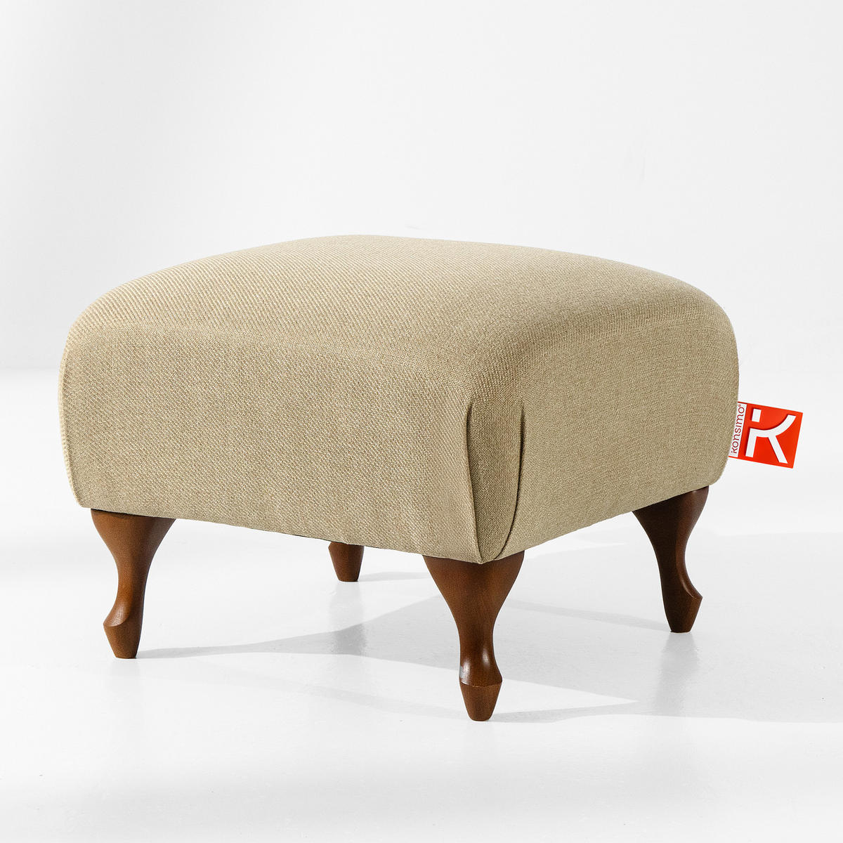 FUẞSTÜTZE TOMIS, Beige - Beige/Braun, Eichenholz/Holz (50/40/50cm) - KONSIMO®