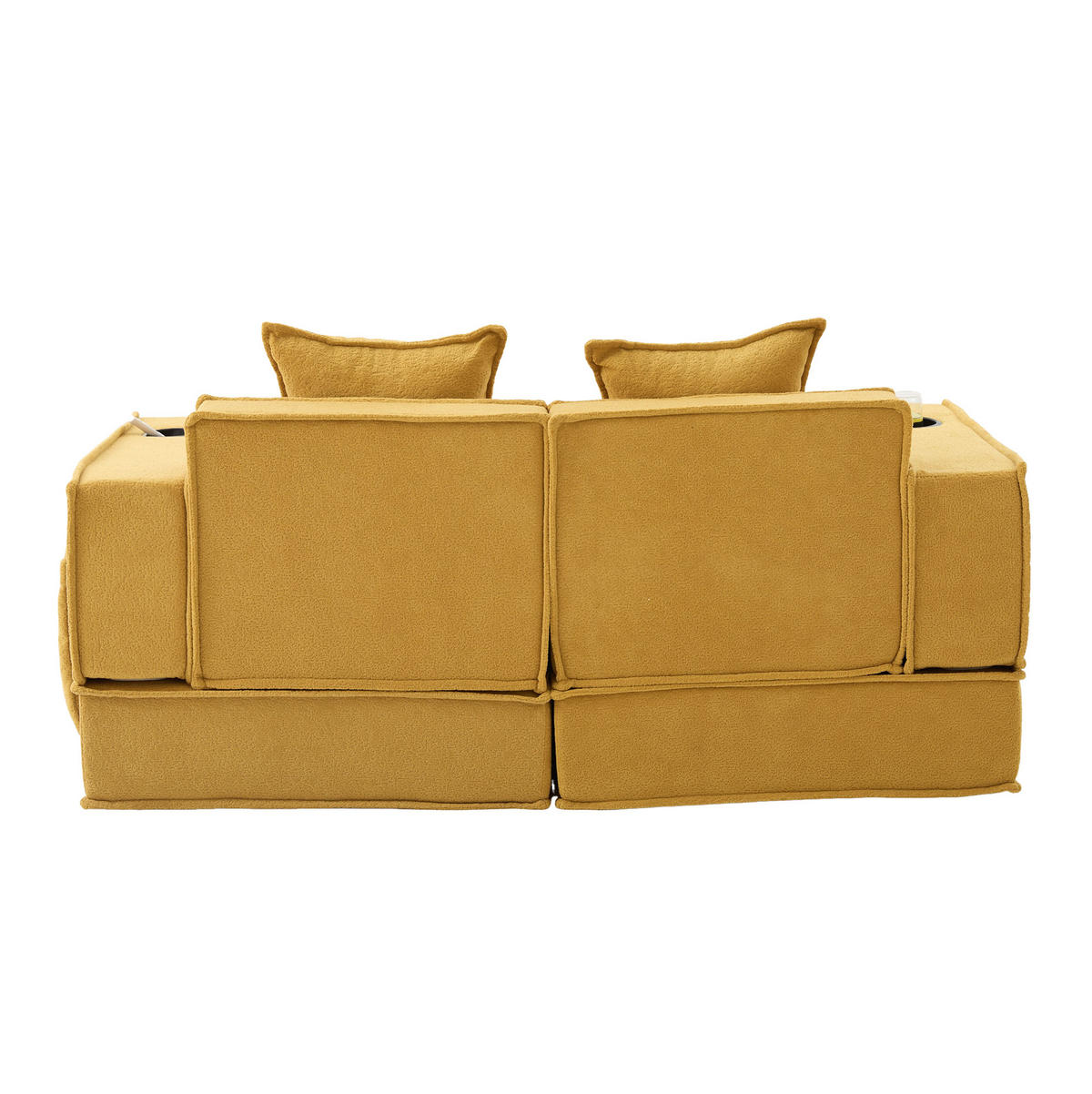 2-SITZER-SOFA 162/78/66 cm mit 2 Kissen, Seitentaschen und modularer Chenille-Polsterung, Senfgelb - Gelb, Textil (162/66/78cm) - Redom