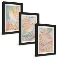 BILDER SET 3er Set - 20x30 cm Schwarzer Rahmen - Abstrakte Pastellmuster - Schwarz, Kunststoff (20/30cm) - TULUP