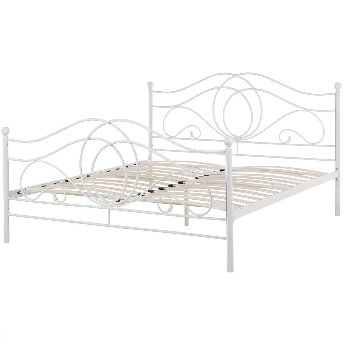 METALLBETT 160/200cm Weiß Lyra - Weiß, Metall (160/200cm) - Beliani