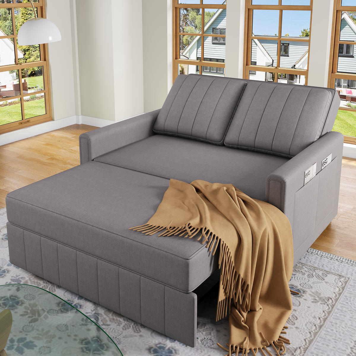 SOFA multifunktional mit Schlaffunktion Leinen Antique Gray 127/75/94 cm - Grau, Kunststoff (127/94/75cm) - OKWISH