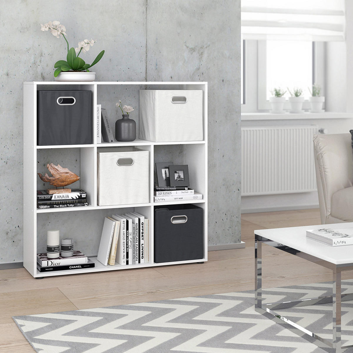 RAUMTEILER Nove Weiß 107.2 x 107.8 cm 7 Fächer - Weiß, Holzwerkstoff (107.2/107.8/29cm) - Vicco