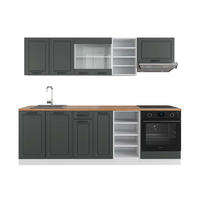 KÜCHENZEILE R-Line Anthrazit Landhaus/Weiß 240 cm, AP Eiche - Dunkelgrau/Weiß, Holzwerkstoff (240/81.6/60cm) - Vicco
