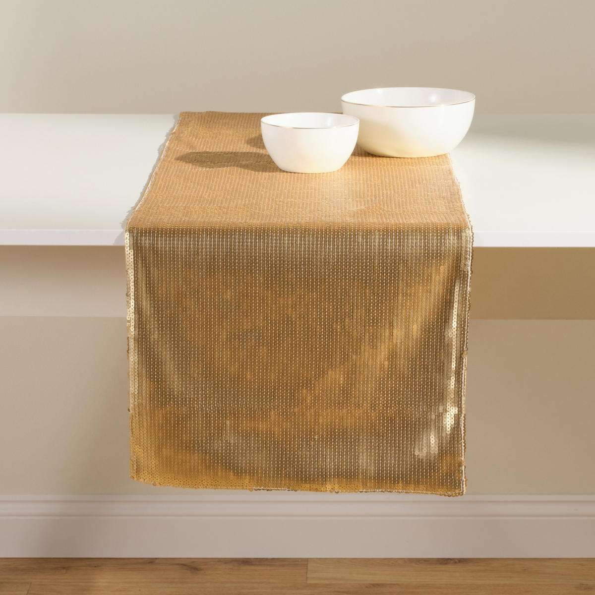 TISCHLÄUFER Exelent - Goldfarben, Textil (180/35/1cm) - home&you