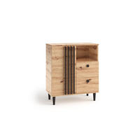 KOMMODE ARTIANO 80/92,5/40cm mit 2 Schubladen 1 Türen Eiche Artisan - Eiche Artisan, Holzwerkstoff (80/92.5/40cm) - MASSENO