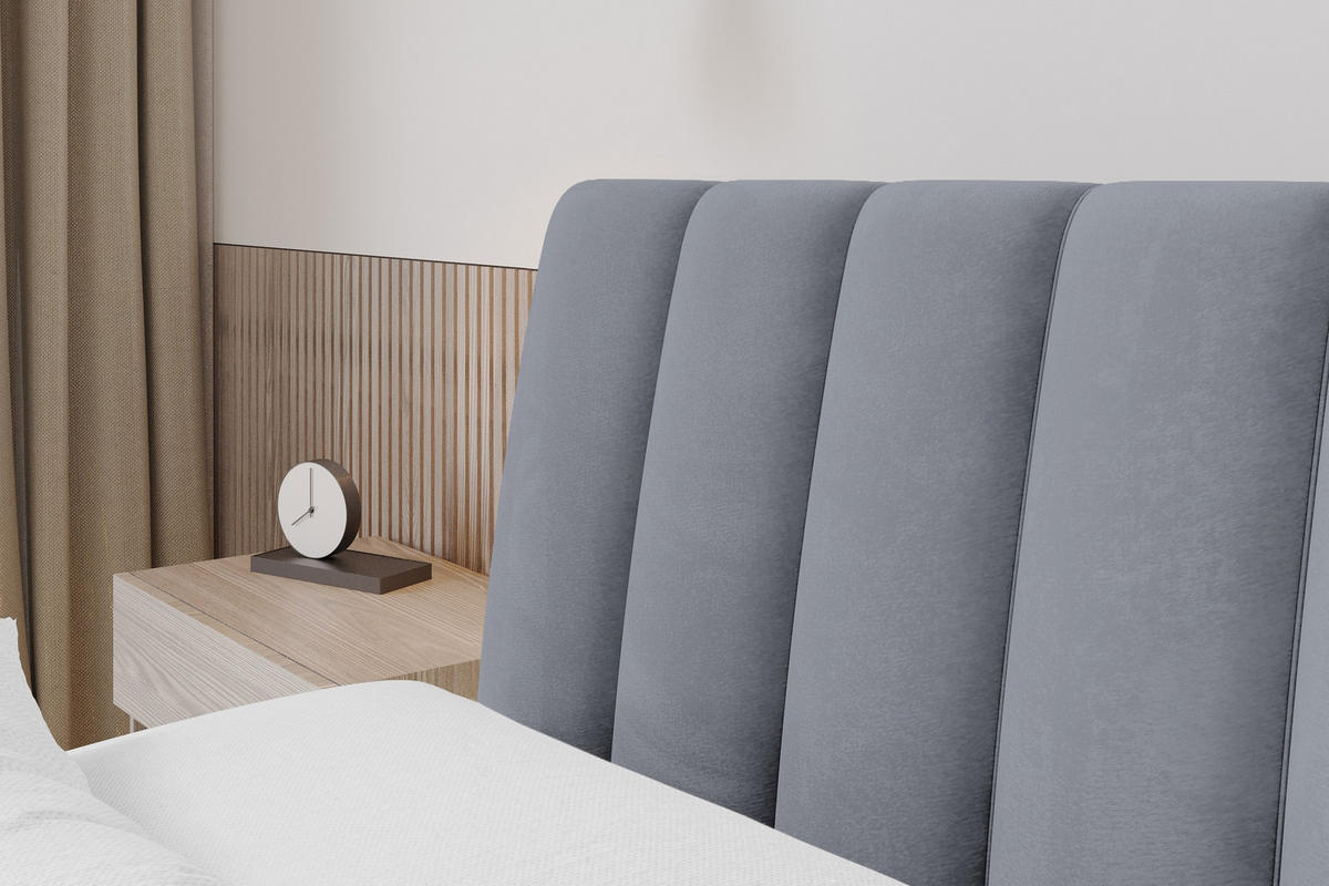 POLSTERBETT mit Bettkasten und Lattenrost, Boxbett ohne Matratze - ILAN 180x200 Grau - Grau, Holzwerkstoff/Textil (180/200cm) - ALTDECOR