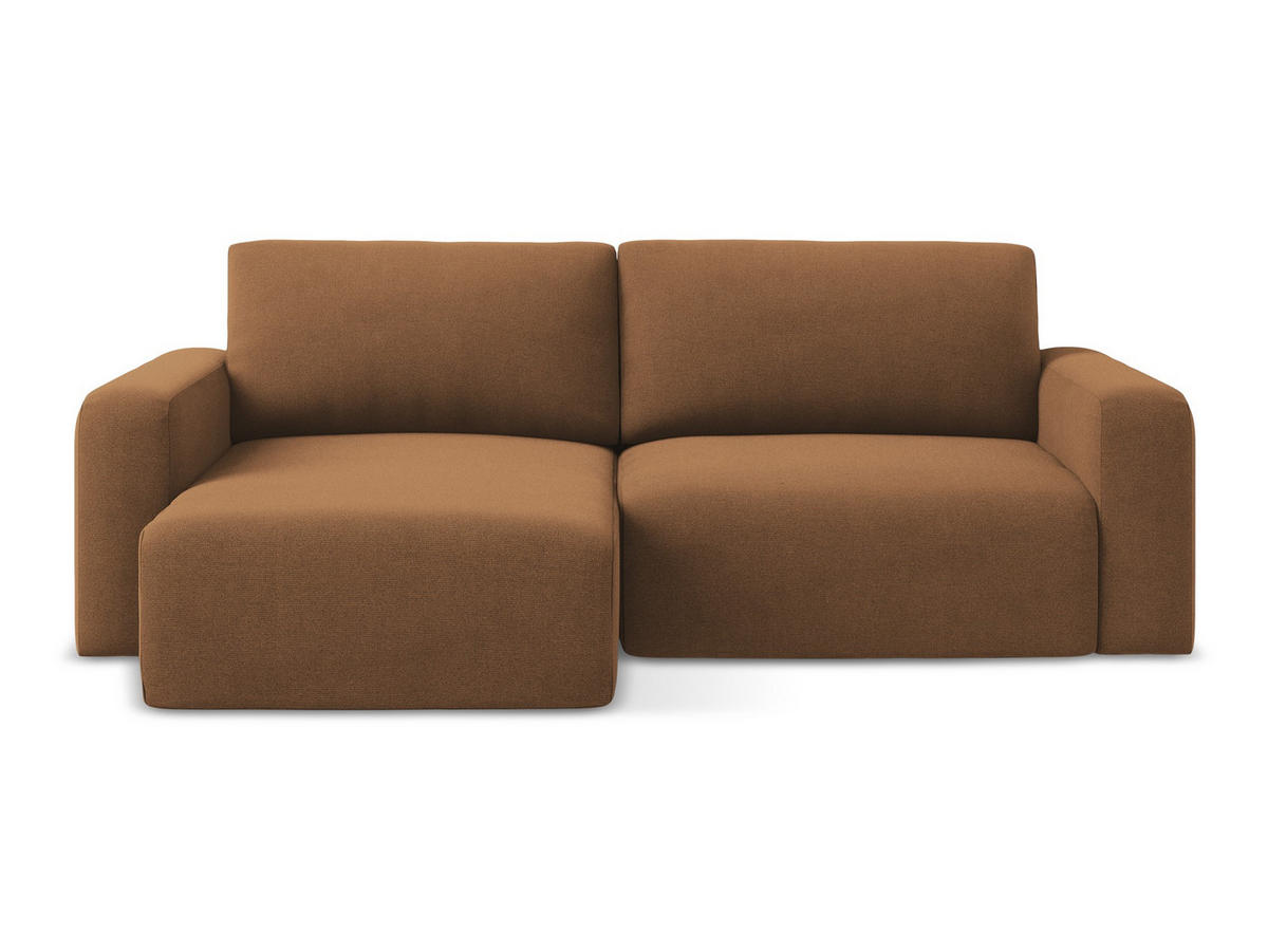 ECKSOFA mit Schlaffunktion links Strukturstoff Stoff Orange - Beige/Terra cotta, Kunststoff/Textil (149/244cm) - Makamii