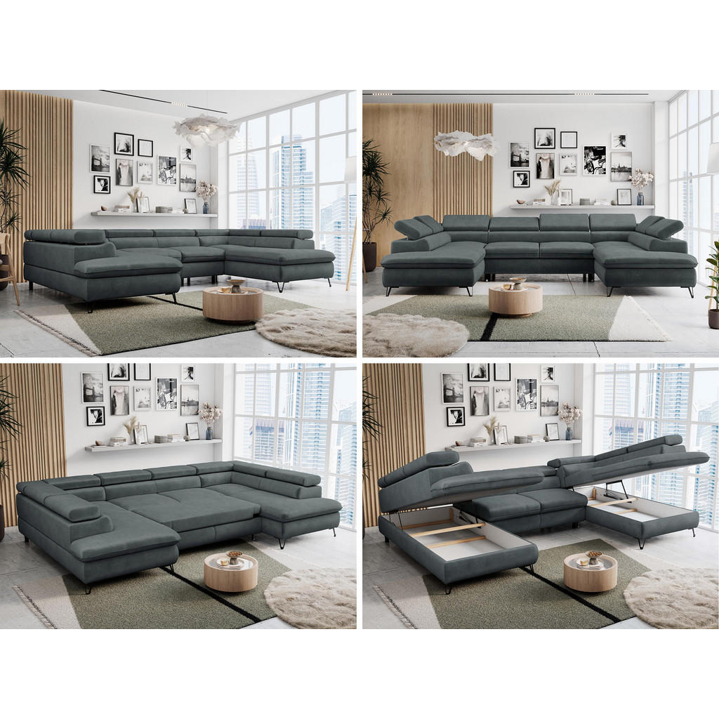 Thumbnail - MKS Wohnlandschaft, Dunkelgrau, Textil, 6-Sitzer, U-Form, 346x76x208 cm, Wohnzimmer, Sofas & Couches, Wohnlandschaften, ...